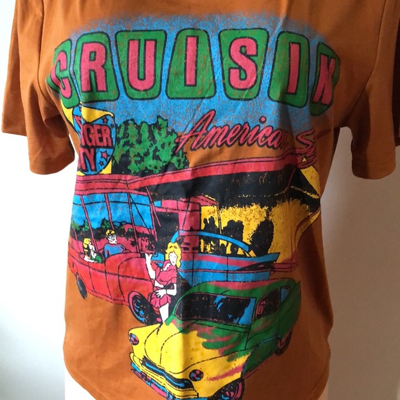 SHEIN Retro Cruisin Rust Color Short Sleeve Top - Picture 2 of 7